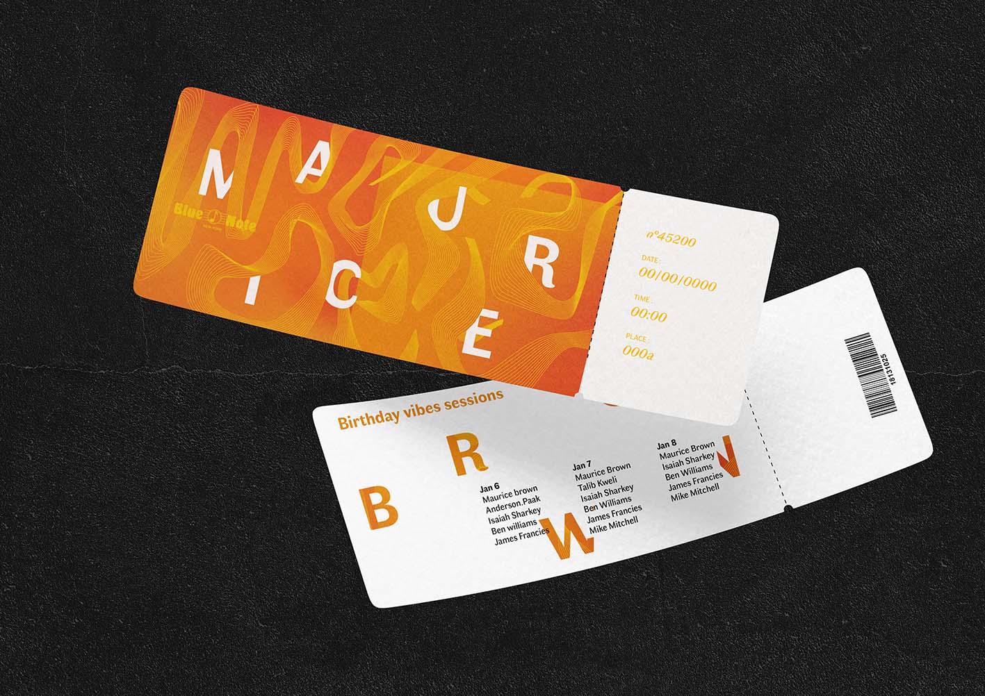 PORTFOLIO_TICKET_MOBETTA Invitation et badge Maurice Mobetta Brown